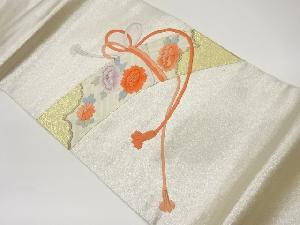 金駒刺繍組紐に花々模様名古屋帯